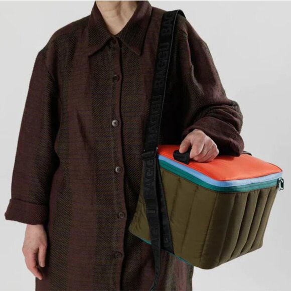 Rare Retired Large BAGGU Puffy Cooler in Tamarind Mix with Shoulder Strap - Picture 2 of 11